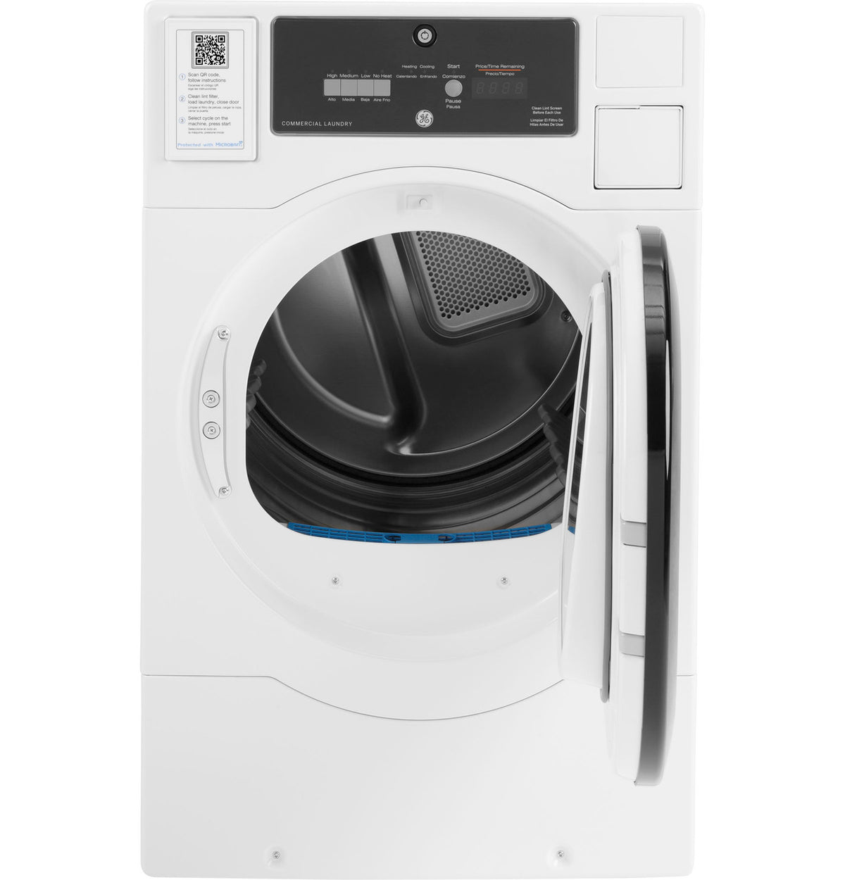 GE Commercial Front Load Electric Dryer, 7.7 cu. ft., Standalone (VFD31ESSRWW) – view 3