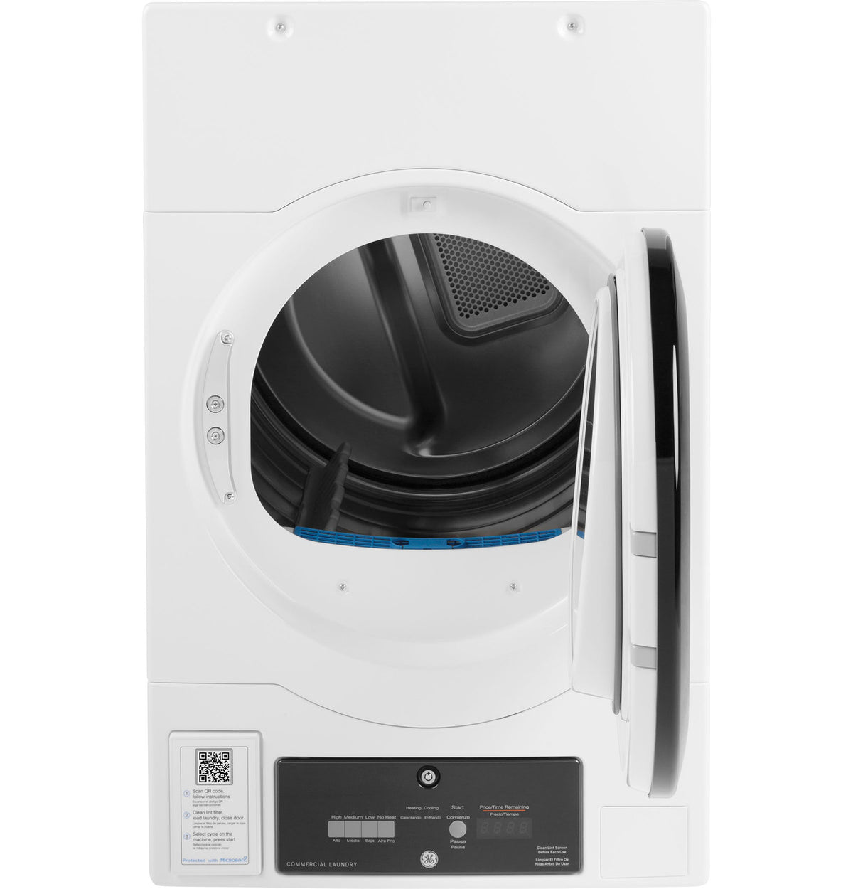 GE Commercial Front Load Gas Dryer, 7.7 cu. ft., Stacking (VFD31GDSRWW) – view 4