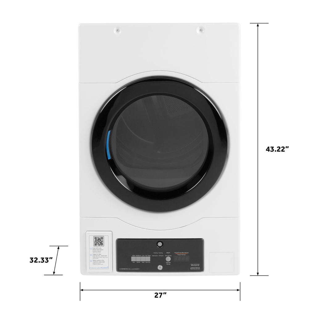 GE Commercial Front Load Gas Dryer, 7.7 cu. ft., Standalone (VFD31GSSRWW) – view 9