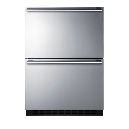 Summit 2-Drawer Refrigerator-Freezer with Icemaker, ADA Compliant, 24" Wide, Black (ADRF244IM)