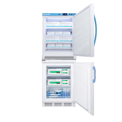 Summit All-Refrigerator/All-Freezer Combination, 24" Wide, White (ARS6PV-VT65MLSTACKMED2)