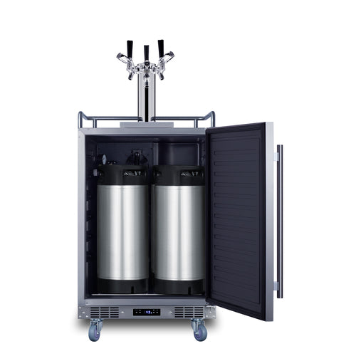 Summit Built-In Outdoor Commercial Beer Kegerator, 24" Wide, Stainless Steel (BC74OSCOMTRIPLE)