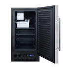 Summit 18" 8 lb. Drain-Free Icemaker, Black (BIM18SS)