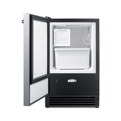 Summit 15 lb. Drain-Free Built-In Icemaker, Black (BIM26LHD)
