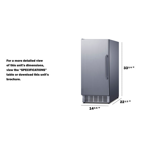 Summit Built-In Outdoor 45 lb. Clear Icemaker, Stainless Steel (BIM47OS)