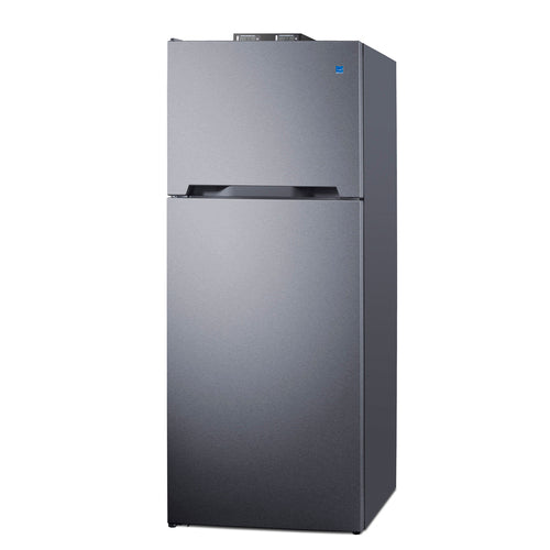 Summit Top-Mount Refrigerator-Freezer With NIST-Calibrated Thermometers, 28" Wide, Stainless Look (BKRF15SSLHD)