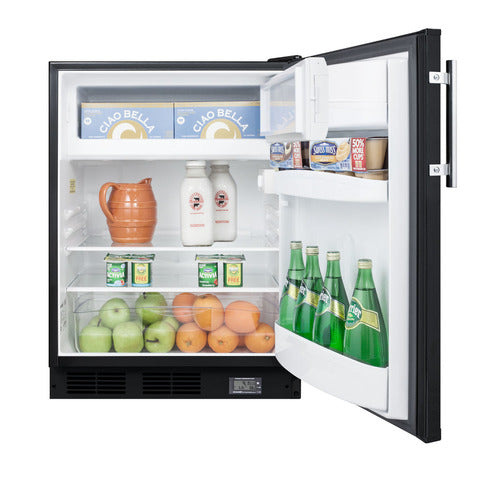 Summit Break Room Refrigerator-Freezer, 24" Wide, Black (BKRF663B)