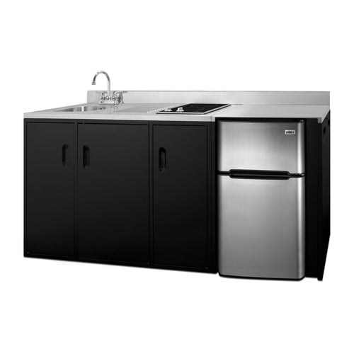 Summit All-In-One Kitchenette, ADA Counter Height, 72" Wide, Black (CK72ADASINKL)