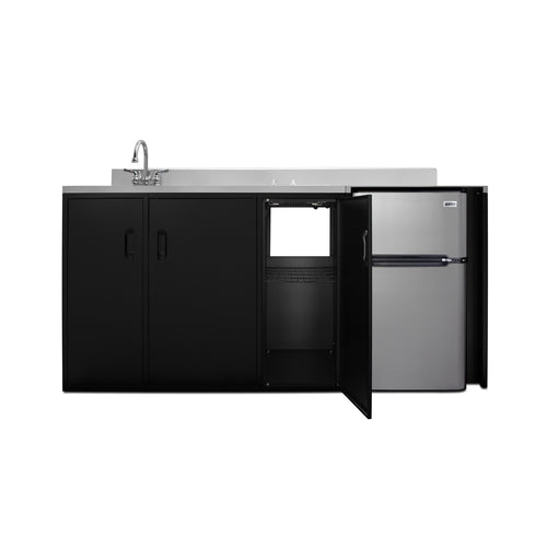 Summit All-In-One Kitchenette, ADA Counter Height, 72" Wide, Black (CK72ADASINKL)