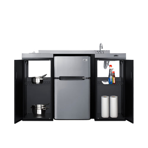 Summit All-In-One Kitchenette, ADA Counter Height, 54" Wide, Black (CK55ADASINKR)