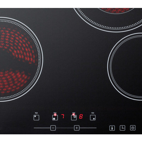 Summit 230V 4-Burner Radiant Cooktop, 24" Wide, Black (CR4B23T5B)