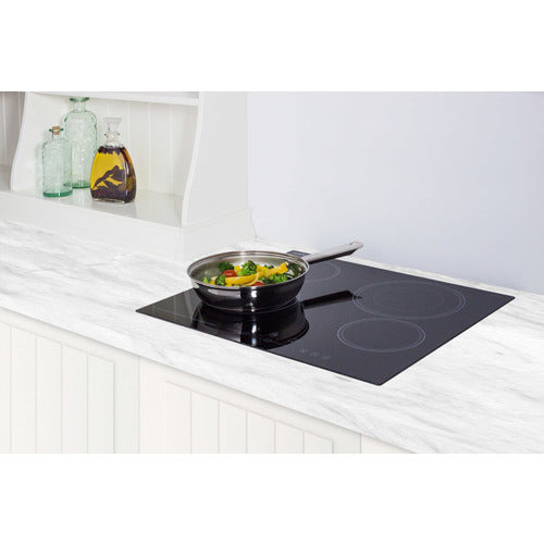 Summit 230V 4-Burner Radiant Cooktop, 24" Wide, Black (CR4B23T5B)