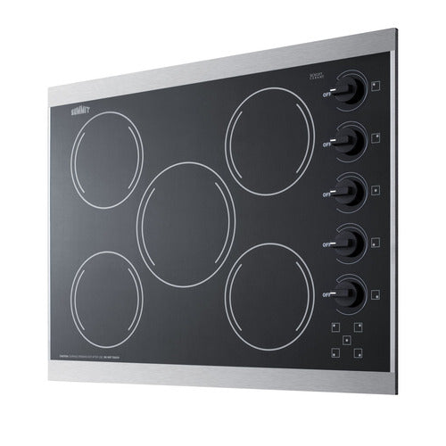 Summit 230V 5-Burner Radiant Cooktop, 27" Wide, Black (CRS5B13B)