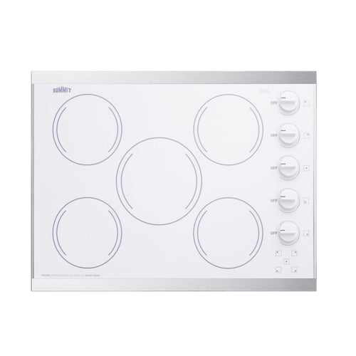 Summit 230V 5-Burner Radiant Cooktop, 27" Wide, White (CRS5B14W)