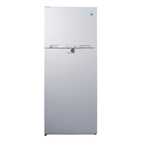 Summit Top-Mount Refrigerator-Freezer with Lock, 28" Wide, White (CTR151WLLF2LHD)