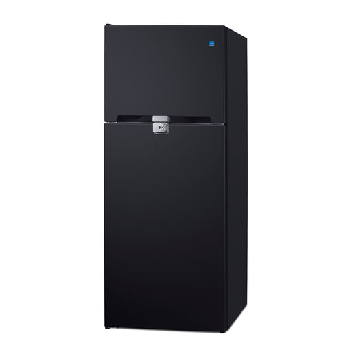 Summit Top-Mount Refrigerator-Freezer with Lock, 28" Wide, Black (CTR152BLLF2LHD)