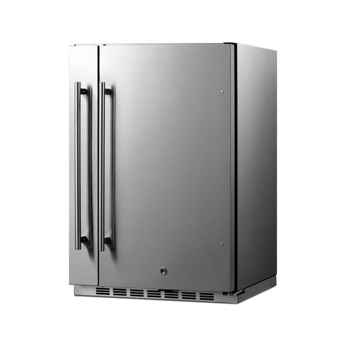 Summit Shallow Depth 24" Wide Outdoor Built-In All-Refrigerator With Slide-Out Storage Compartment, Stainless Steel (SPR196OS24)
