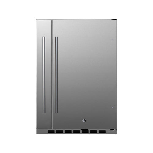 Summit Shallow Depth 24" Wide Outdoor Built-In All-Refrigerator With Slide-Out Storage Compartment, Stainless Steel (SPR196OS24)