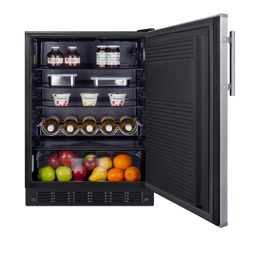 Summit All-Refrigerator, ADA Compliant, 24" Wide, Black (FF708BL7SSADA)