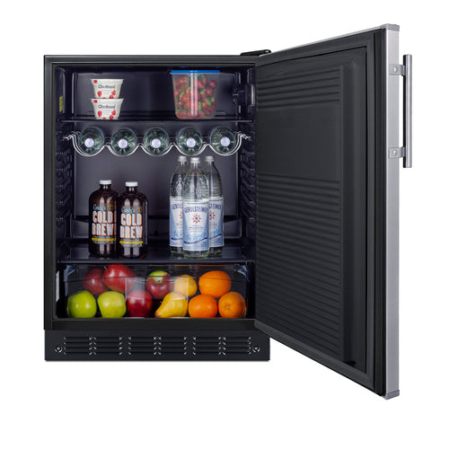 Summit All-Refrigerator, ADA Compliant, 24" Wide, Black (FF708BLSSADA)