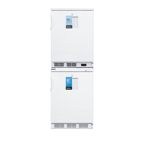 Summit All-Refrigerator/All-Freezer Combination, 24" Wide, White (FF7LW-VT65MLSTACKPRO)