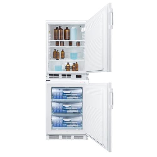 Summit All-Refrigerator/All-Freezer Combination, 24" Wide, White (FF7LW-VT65MLSTACKPRO)