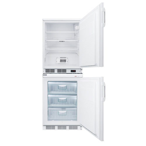 Summit All-Refrigerator/All-Freezer Combination, 24" Wide, White (FF7LW-VT65MLSTACKPRO)