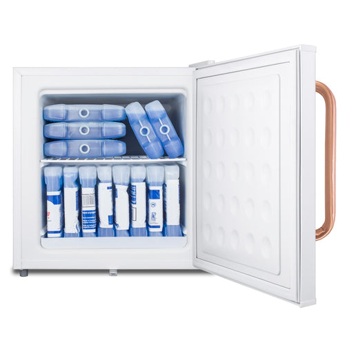 Summit Compact All-Freezer with Antimicrobial Pure Copper Handle, White (FS24LTBC)