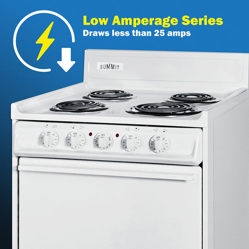 Summit Electric Coil Top Range, 24" Wide, White (WEM630KW)