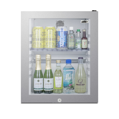 Summit Compact Minibar, 16" Wide, Black (MB13GLSS)