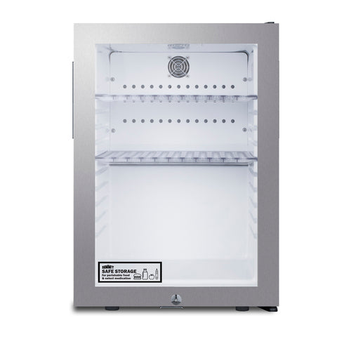 Summit Compact Minibar, 16" Wide, Black (MB27GLSS)