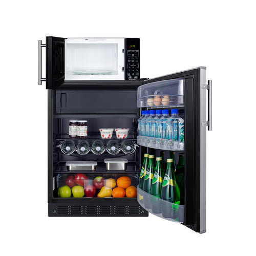 Summit Microwave/Refrigerator-Freezer Combination with Allocator, Black (MRF66BK2SSA)
