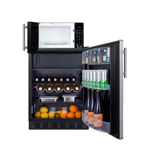 Summit Microwave/Refrigerator-Freezer Combination with Allocator, Black (MRF66BK2SSA)