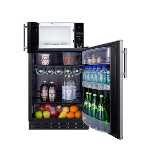 Summit Microwave/Refrigerator Combination with Allocator, Black (MRF6BK2SSA)