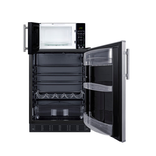 Summit Microwave/Refrigerator Combination with Allocator, Black (MRF6BK2SSA)