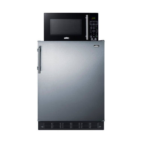 Summit Microwave/Refrigerator Combination with Allocator, Black (MRF708BLSSA)