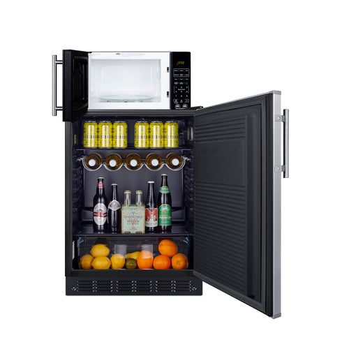 Summit Microwave/Refrigerator Combination with Allocator, Black (MRF708BLSSA)