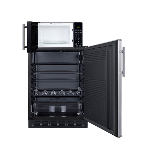 Summit Microwave/Refrigerator Combination with Allocator, Black (MRF708BLSSA)