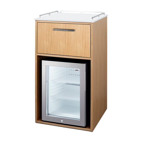 Summit Coffee Station With Minibar, 21" Wide, Light Oak (QCSDR3OAK)