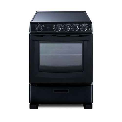 Summit Electric Smooth-Top Range, 24" Wide, Black (REX2431BRT)