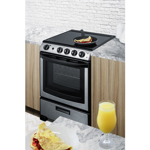 Summit Electric Smooth-Top Range, 24" Wide, Black (REX2451SSRT)