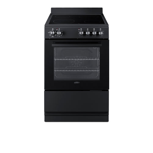 Summit Electric Smooth-Top Range, 24" Wide, Black (REXT24BL)