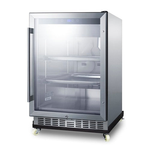 Summit Outdoor Mini Reach-In Beverage Center with Dolly, 24" Wide, Stainless Steel (SCR611GLOSRI)