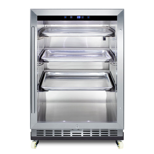 Summit Outdoor Mini Reach-In Beverage Center with Dolly, 24" Wide, Stainless Steel (SCR611GLOSRI)