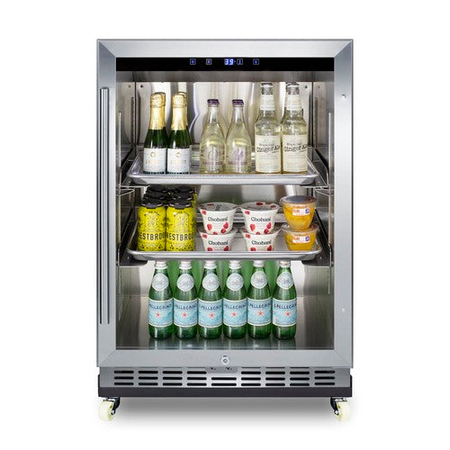Summit Outdoor Mini Reach-In Beverage Center with Dolly, 24" Wide, Stainless Steel (SCR611GLOSRI)