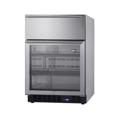 Summit Built-In Commercial Beverage Refrigerator With Top Drawer, 24" Wide, Stainless Steel (SCR615TDCSS)