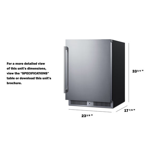 Summit Built-In All-Refrigerator, 24" Wide, Black (SDHR2444)