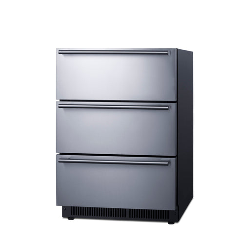 Summit Built-In 3-Drawer Outdoor All-Refrigerator, 24" Wide, Black (SP6DS3DOS)