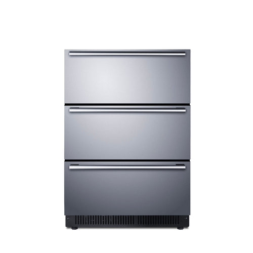 Summit Built-In 3-Drawer Outdoor All-Refrigerator, 24" Wide, Black (SP6DS3DOS)