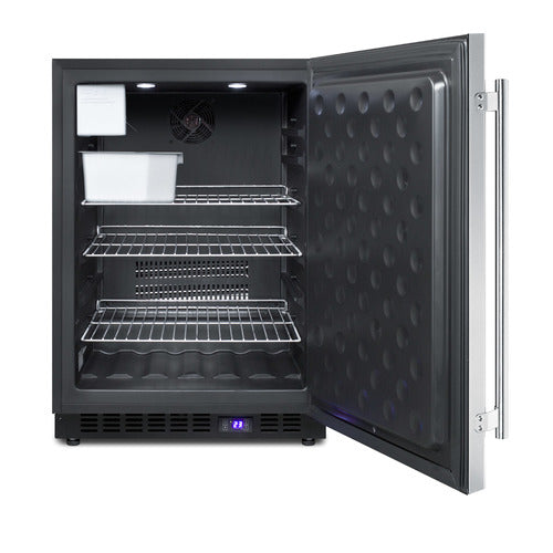 Summit Outdoor All-Freezer With Icemaker, 24" Wide, Stainless Steel (SPFF51OSCSSIM)